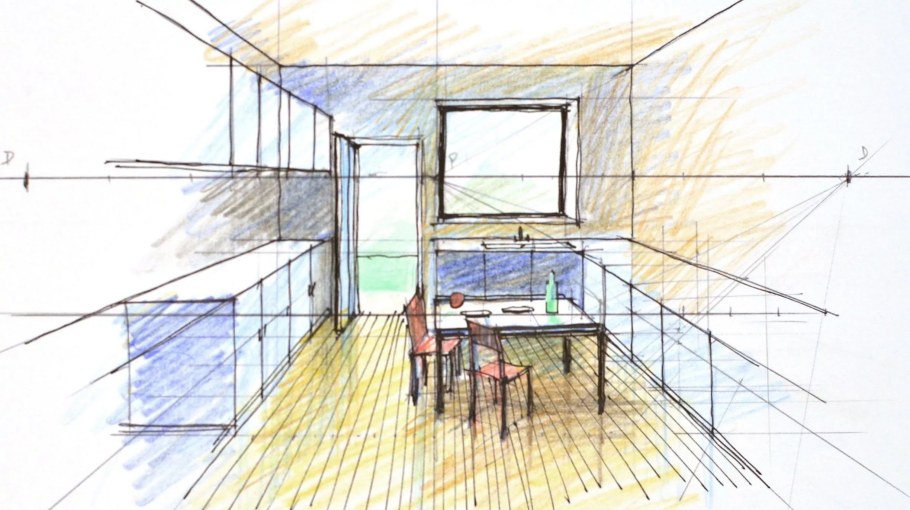 Линейная и фронтальная перспектива в интерьере