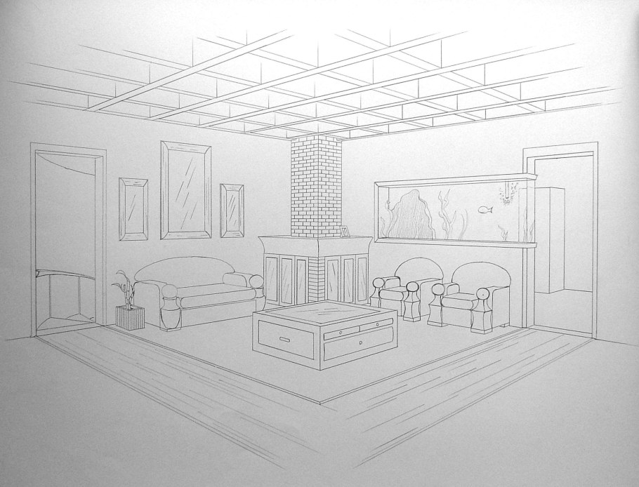 Перспектива комнаты с двумя точками схода