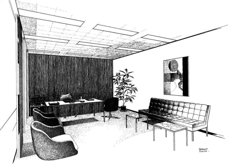 Угловая перспектива интерьера