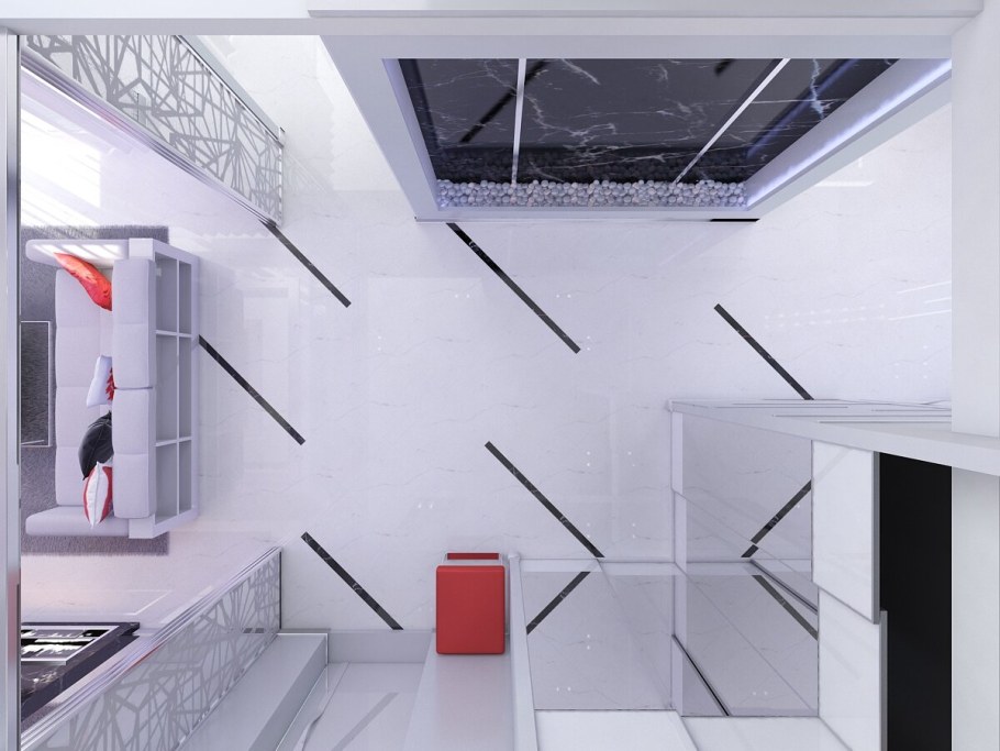 Уголок комнаты в стиле хайтек