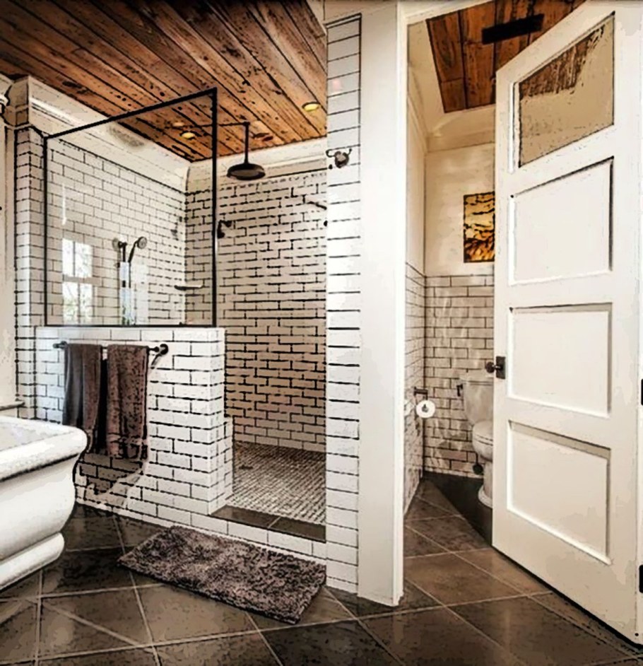 Душевая перегородка из кирпича