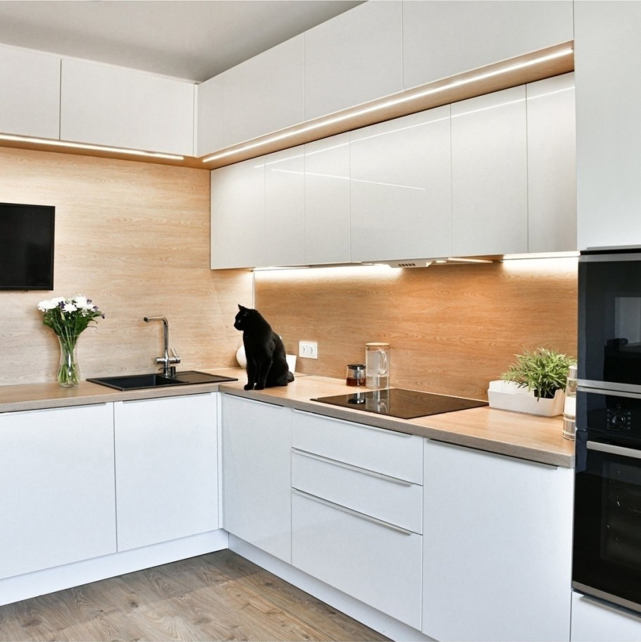 Кухня угловая белая