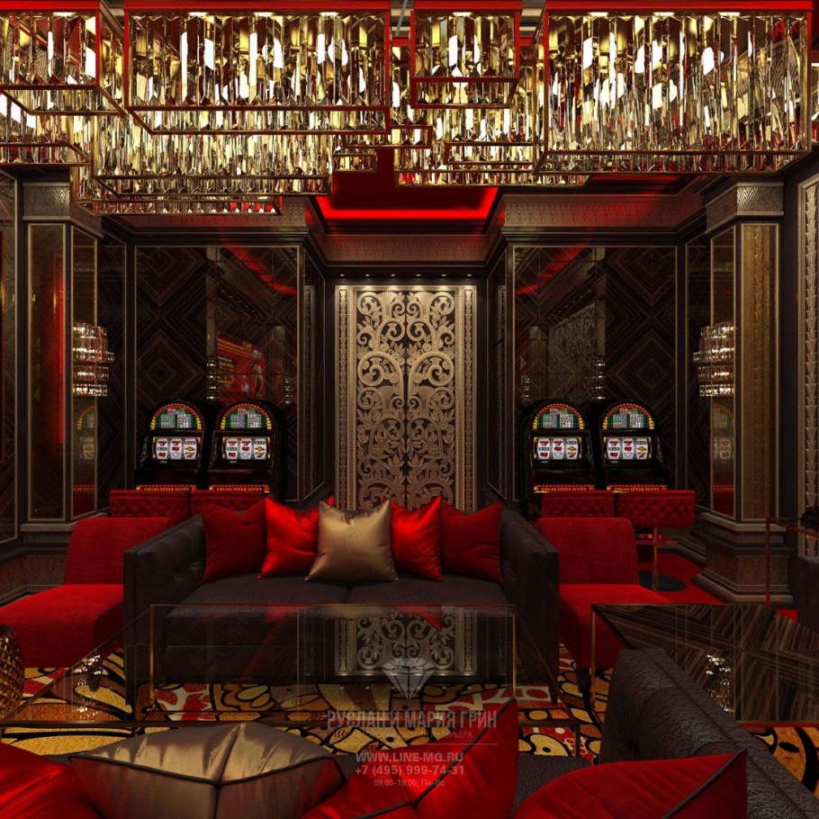 Интерьер в стиле ар деко красный