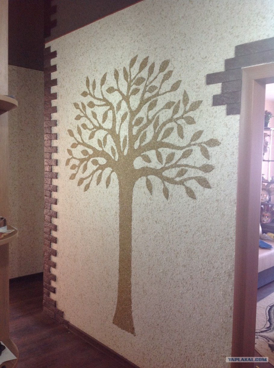 Декорирование стен жидкими обоями