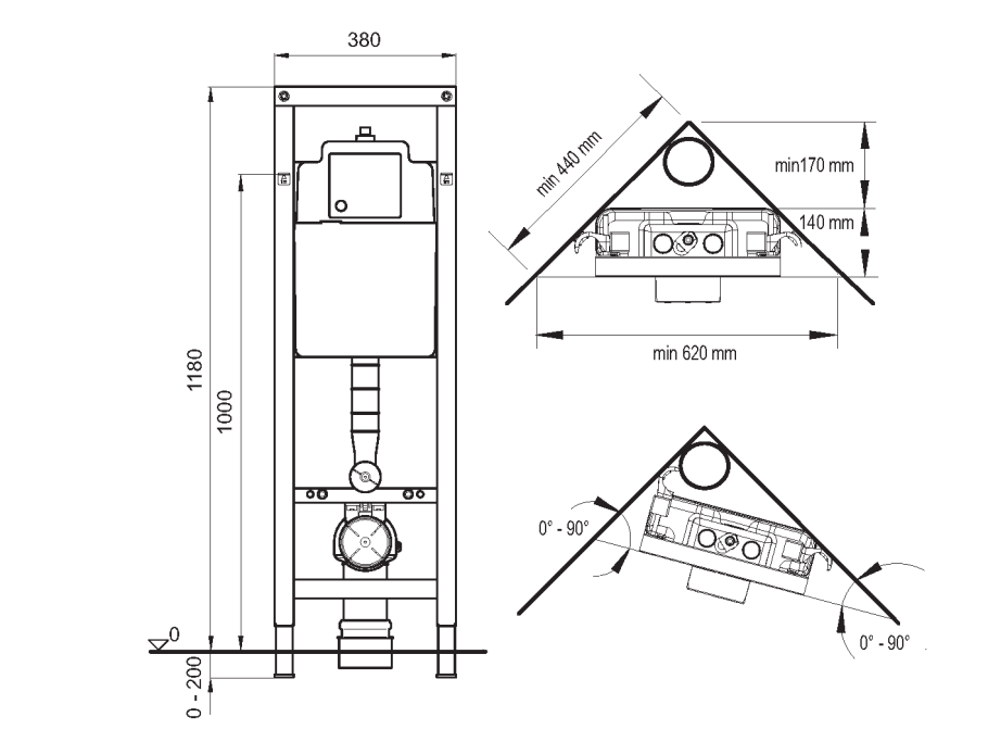 Монтаж инсталляции в стену чертёж