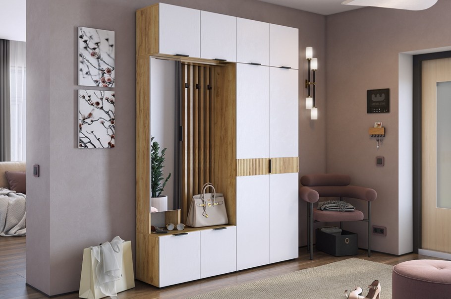 Прихожая в современном стиле со шкафом