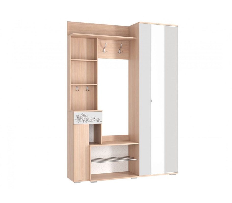 Прихожая "Грация" (дуб Млечный/белый) (Мебельсон)