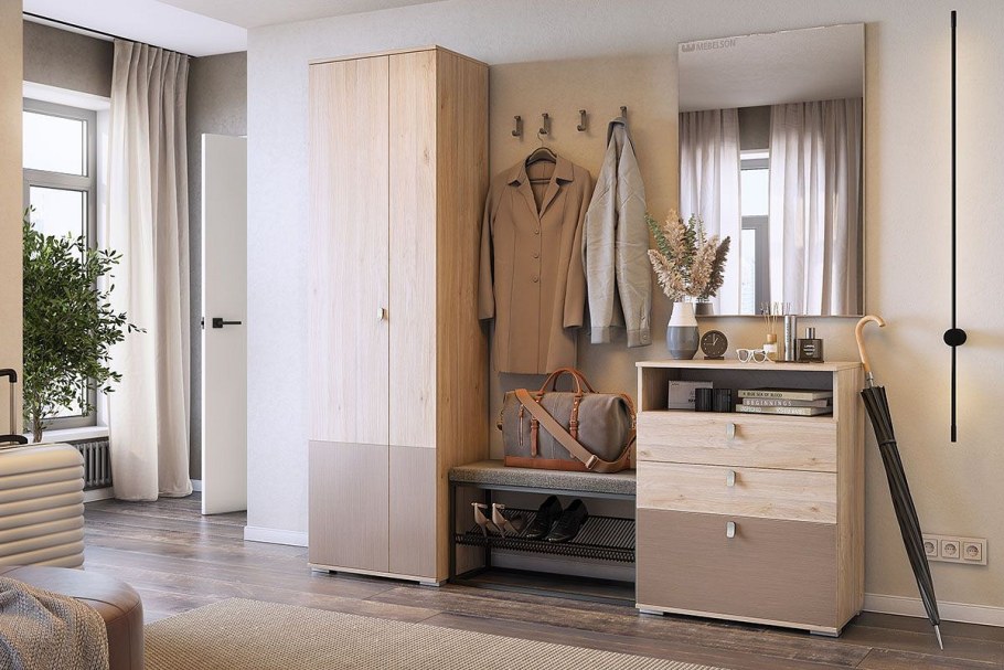 Вешалка в прихожую настенная с полкой