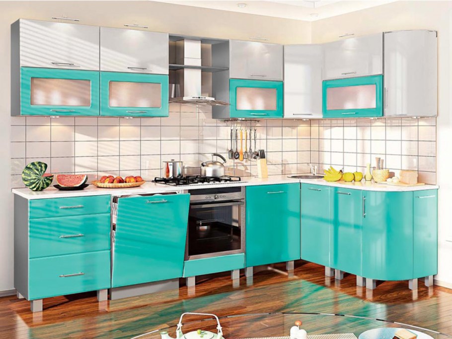Бирюзовый кухонный гарнитур