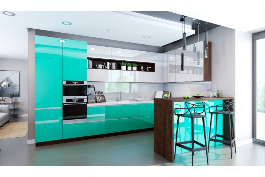 Кухня в бирюзовом цвете