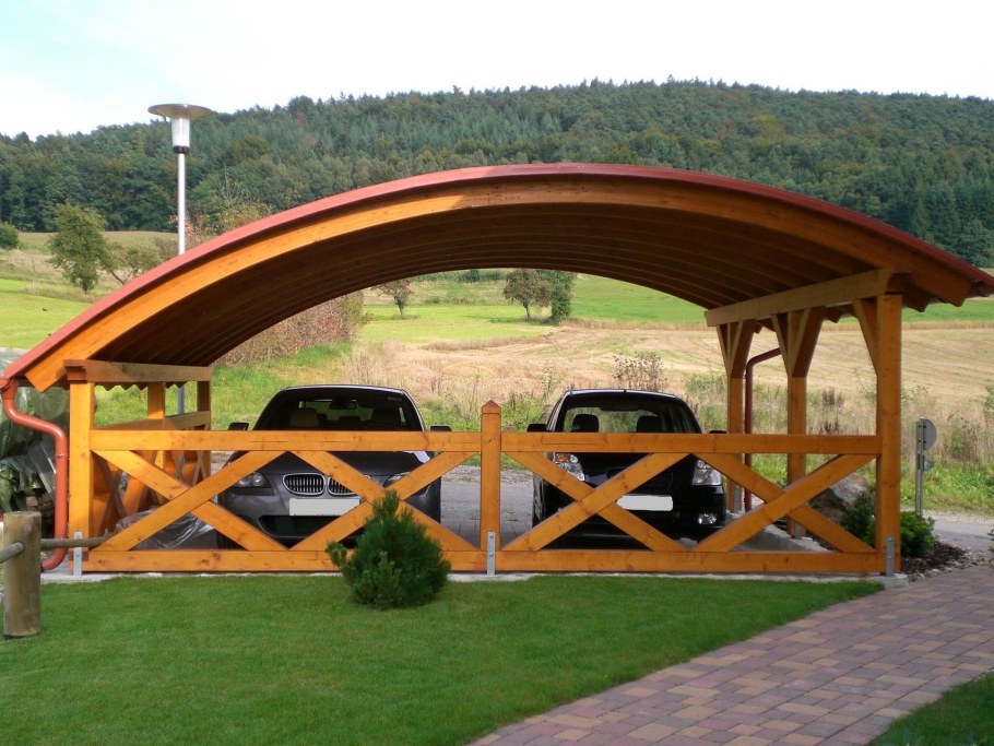 Навес для автомобиля дерево