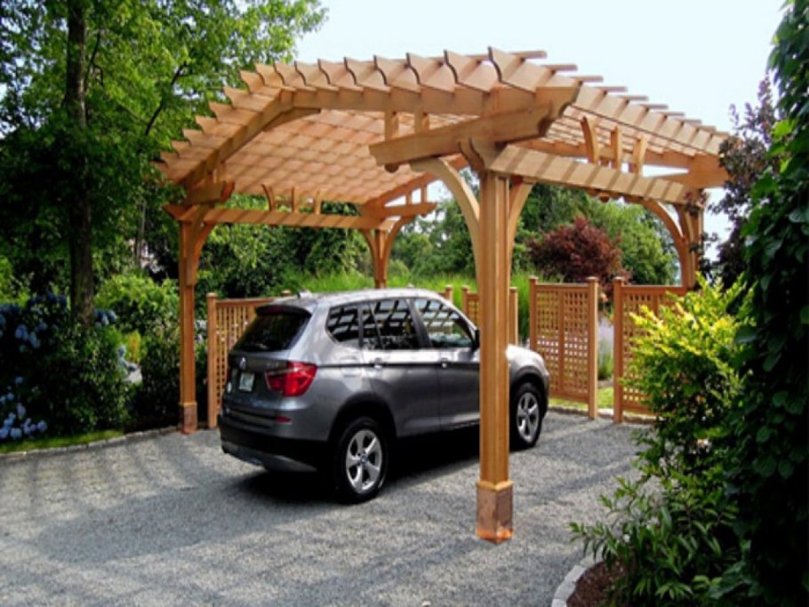 Навес для автомобиля дерево