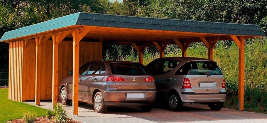 Деревянный навес под авто