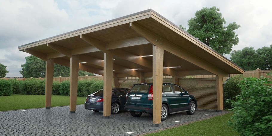Навес для автомобиля из дерева