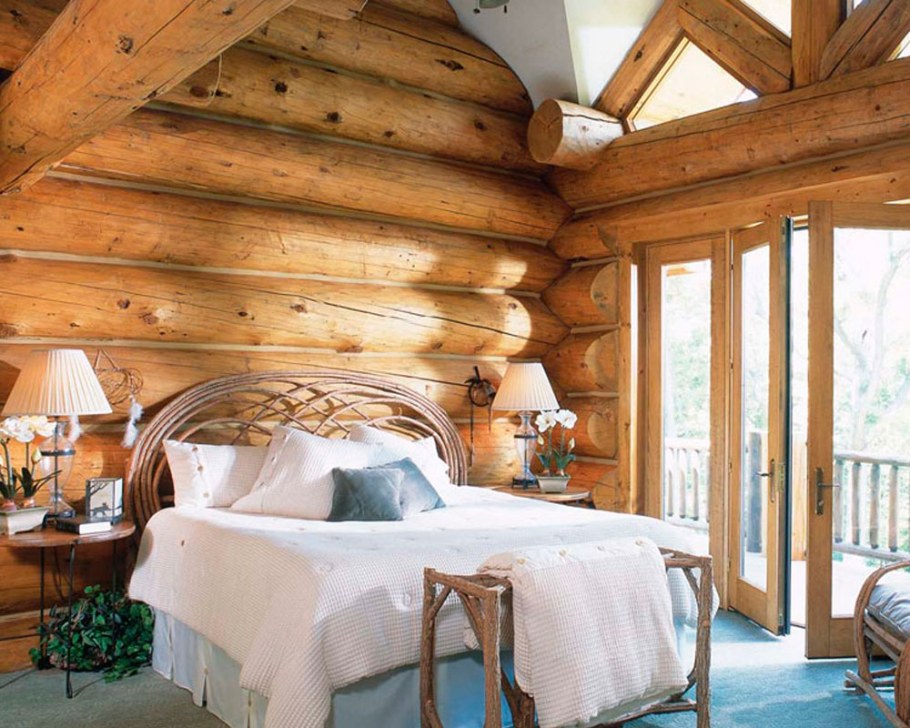Спальня в бревенчатом доме