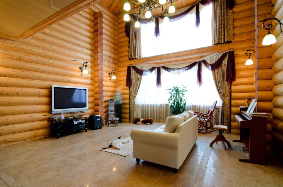 Дом из оцилиндрованного бревна интерьер