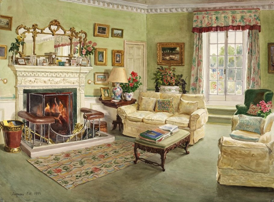 Интерьер акварелью школа Андрияки