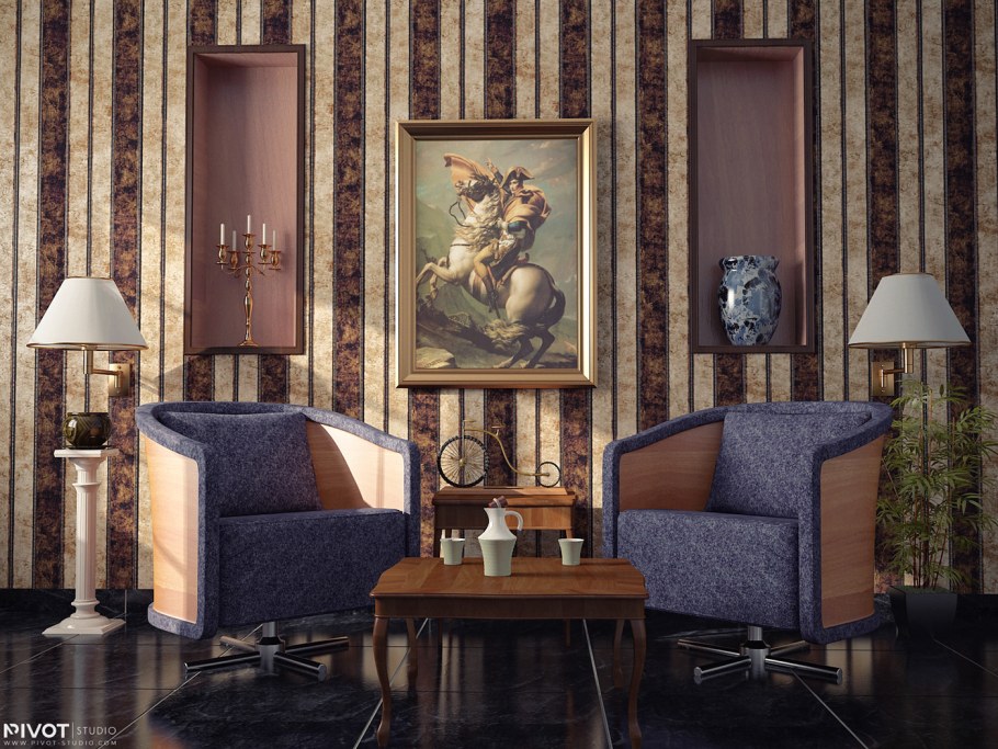 Обои в полоску для стен в интерьере