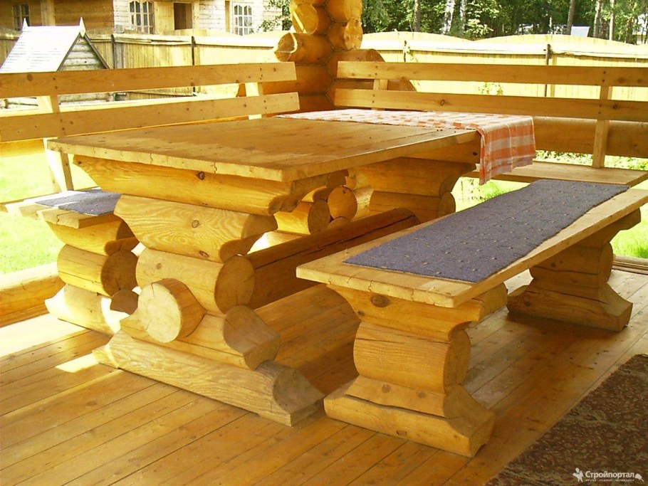 Мебель из бревна оцилиндровки бензопилой