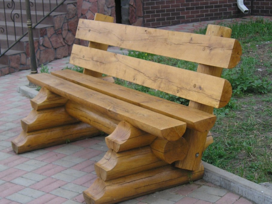 Скамейка Садовая из бревна