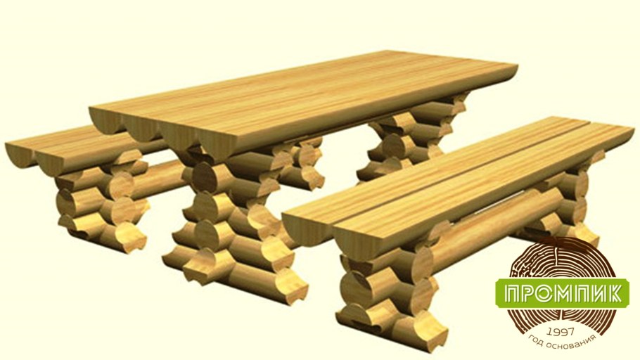 Стол из оцилиндрованного бревна