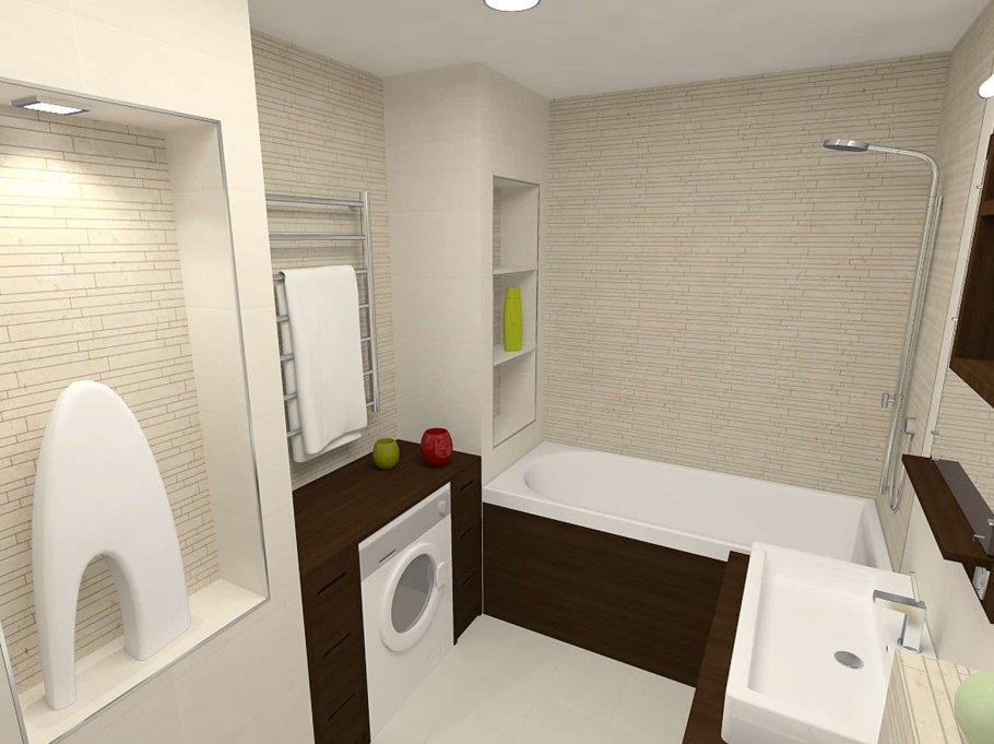 Ниша с полочками в ванной