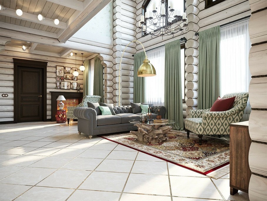 Интерьер бревенчатого дома