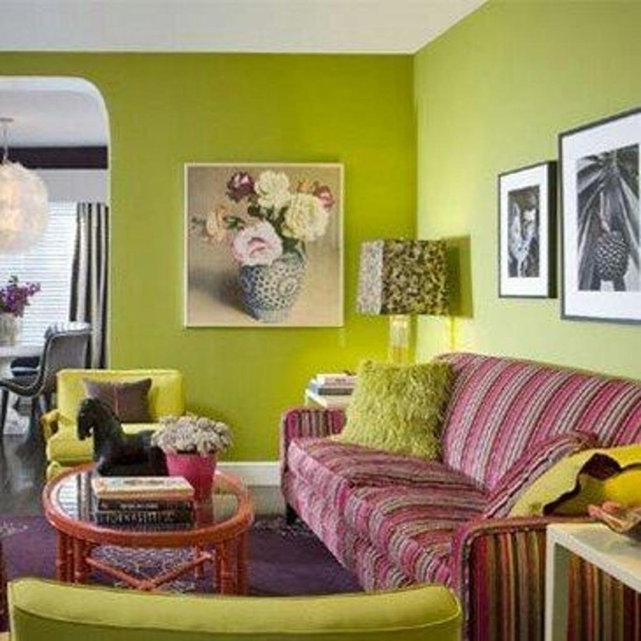 Желто фиолетовый интерьер