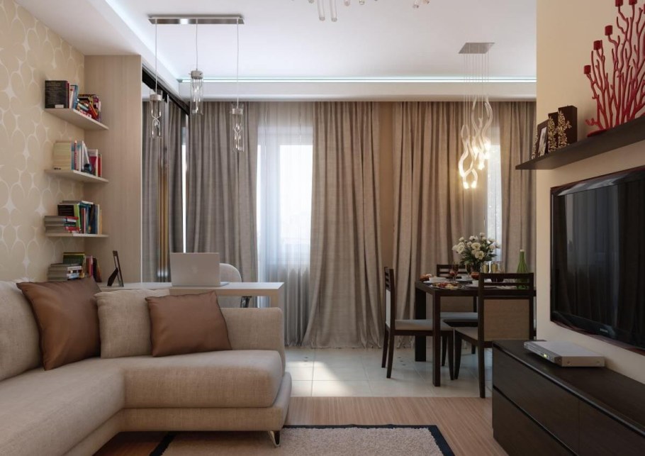 Интерьер гостинной 18кв м в хрущевке