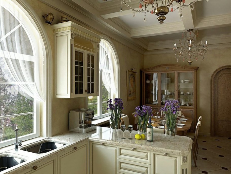 Кухни в коттеджах интерьер