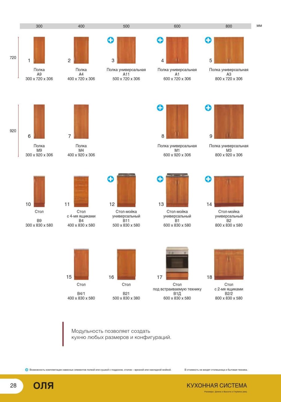 Кухня Оля Столплит ольха модульная