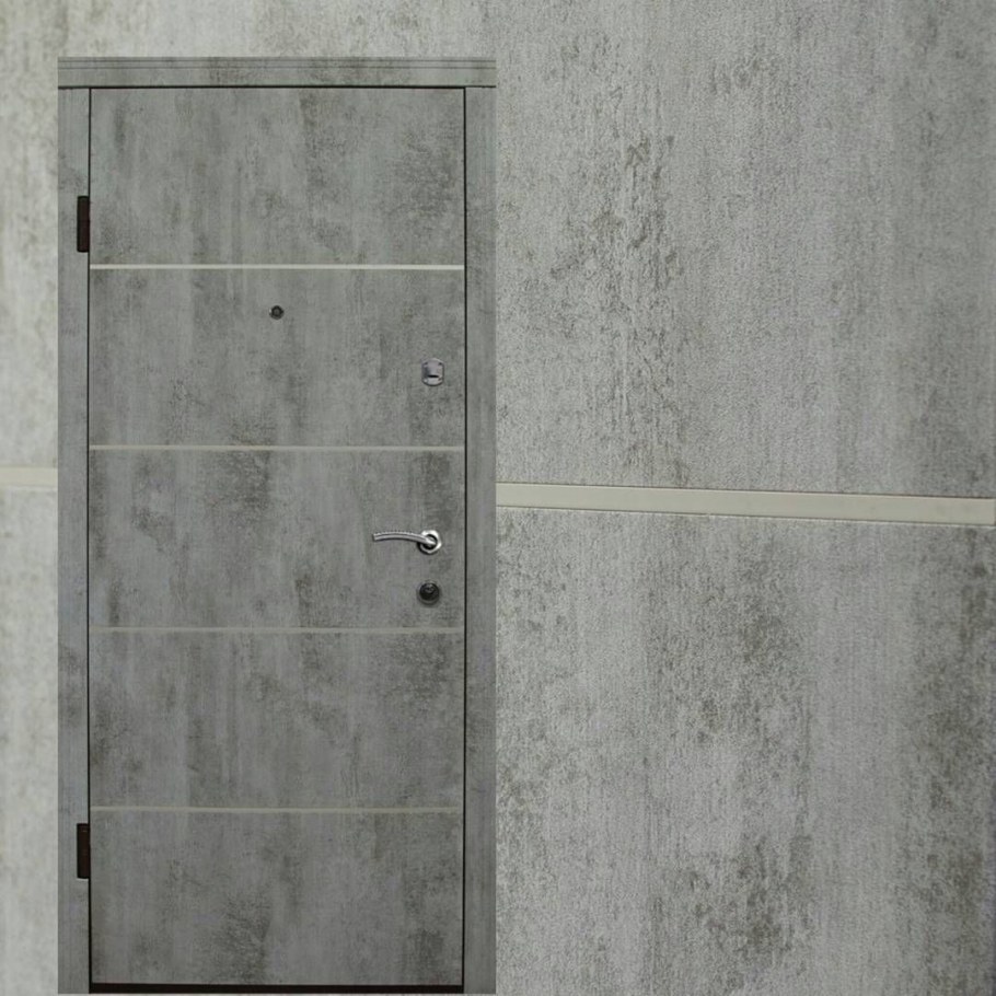 Дверь входная левая серебро бетон 9мм