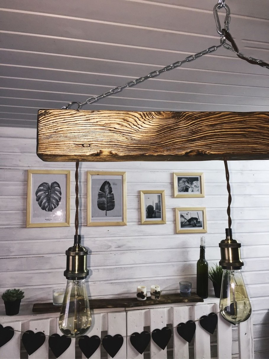 Люстра лофт из дерева