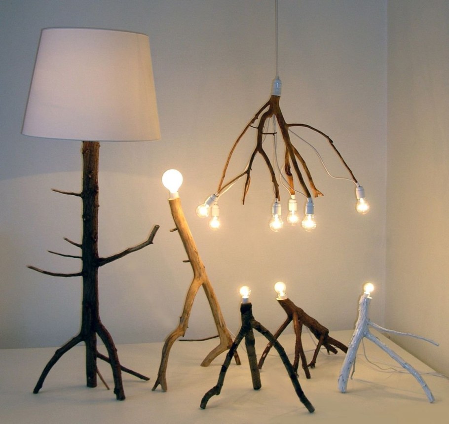 Люстра из ветки дерева