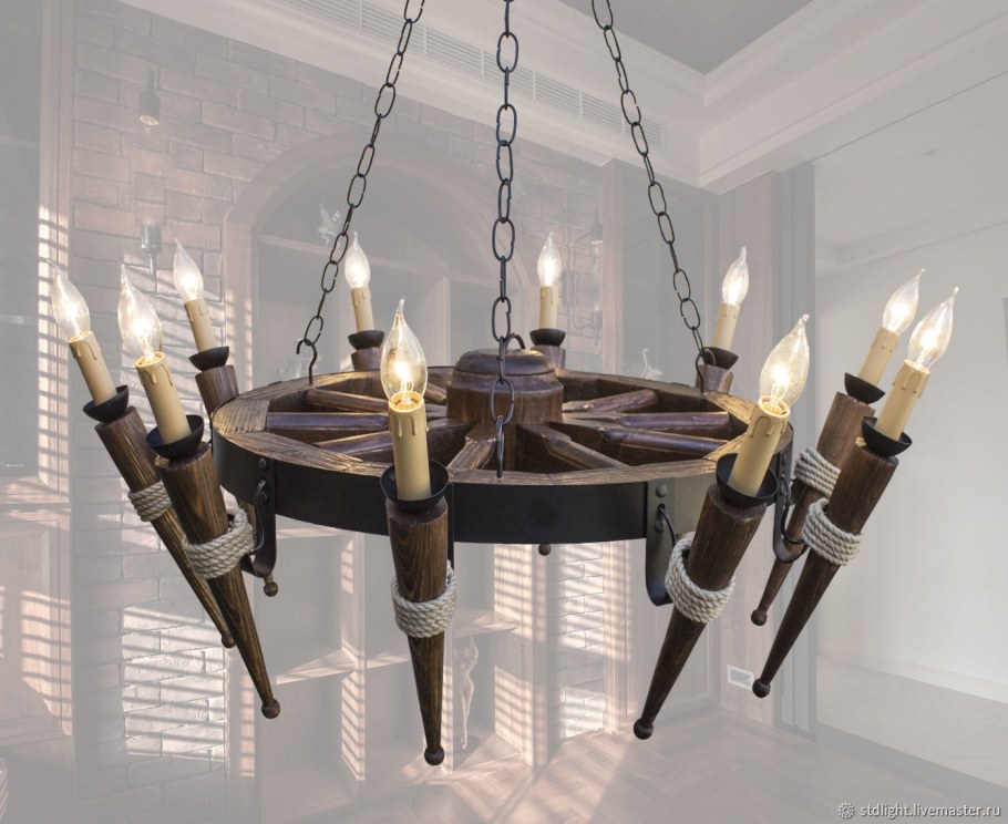 Люстра из дерева