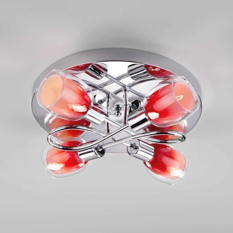 Люстра красная потолочная