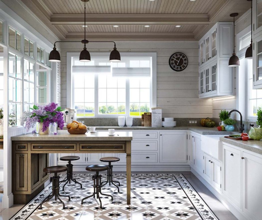 Кухня в загородном доме в стиле Прованс