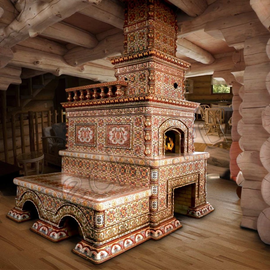 Печь с лежанкой изразцовой