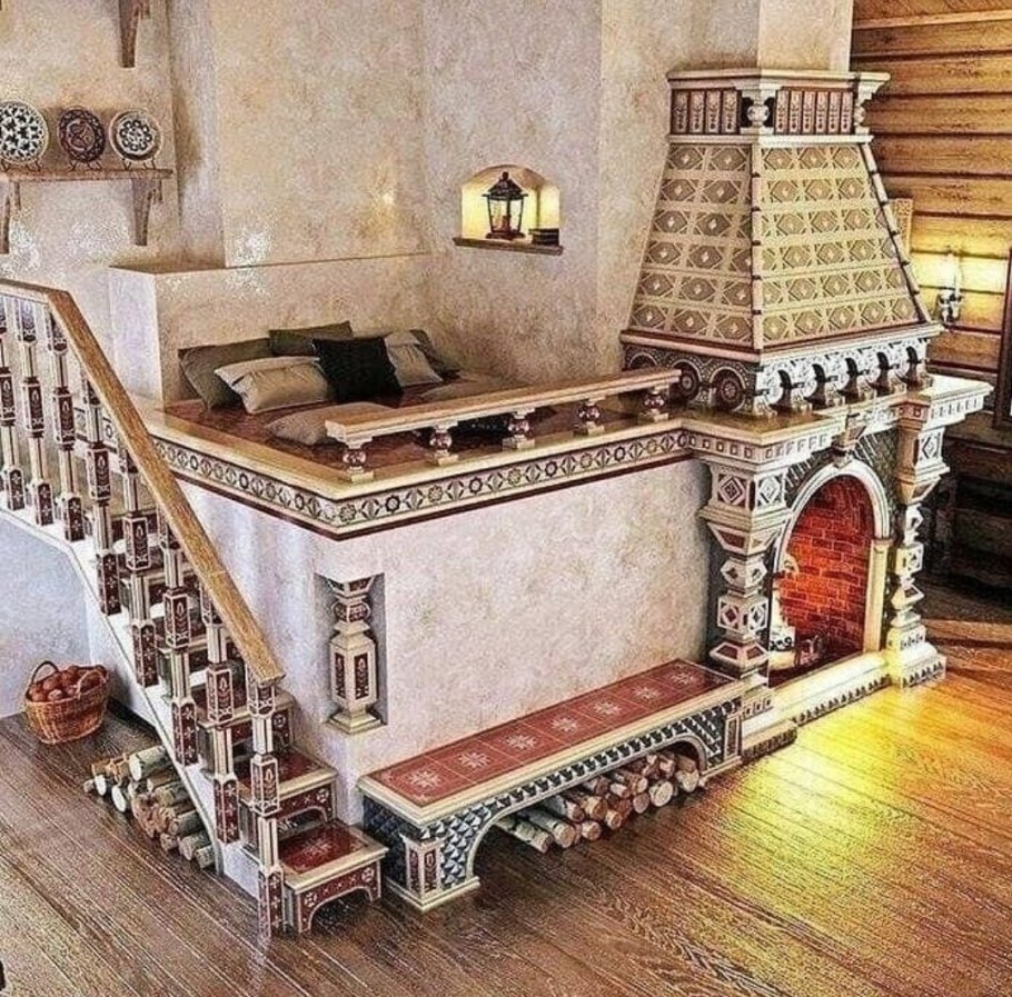 Печь с лежанкой изразцовой