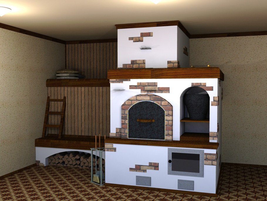 Современная печь с лежанкой