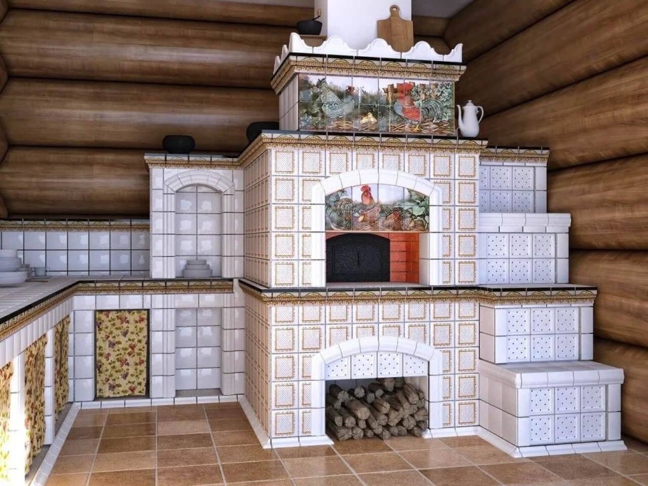 Каминопечь с. лежанкой Туликиви