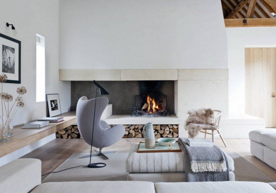 Камины в интерьере гостиной