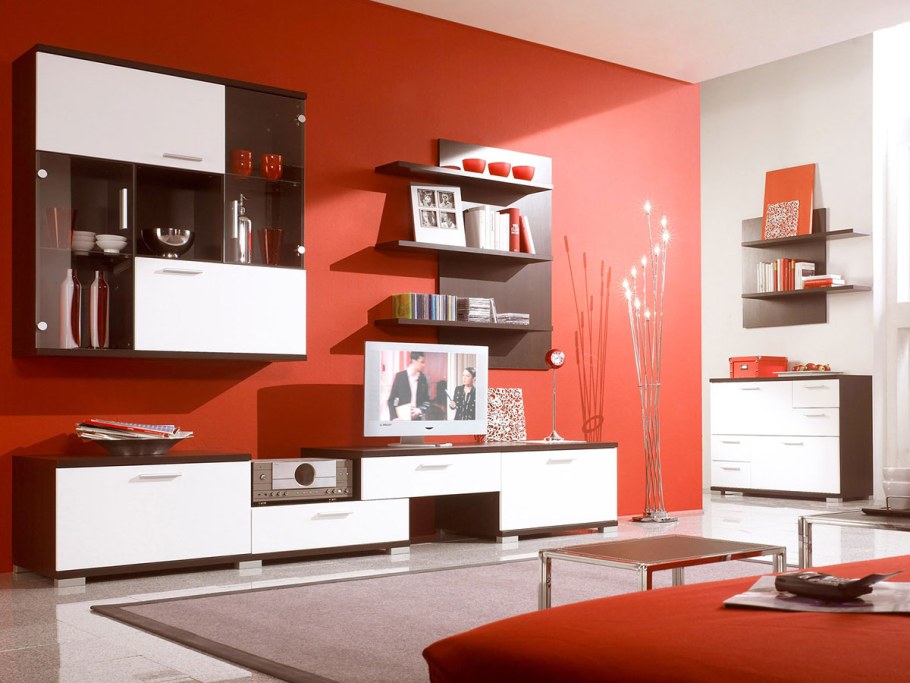 Красная мебель в интерьере