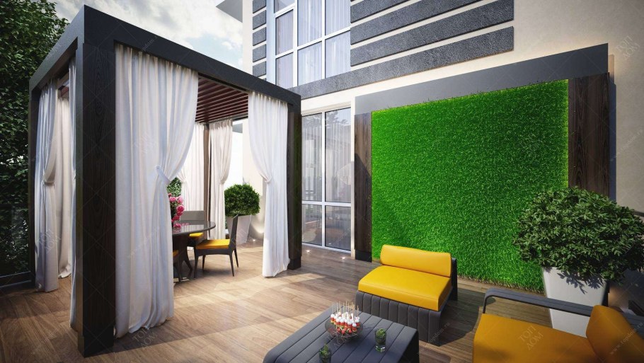 Искусственный газон на террасе