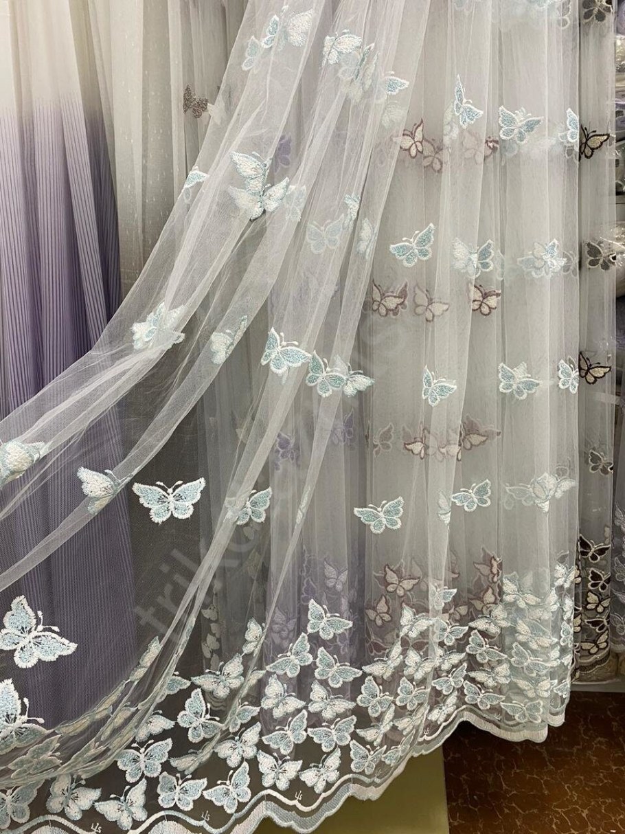 Тюль + шторы с бабочками