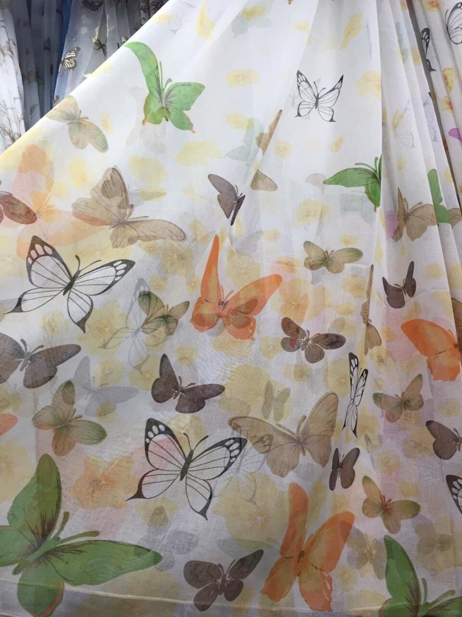 Тюль лен бабочки
