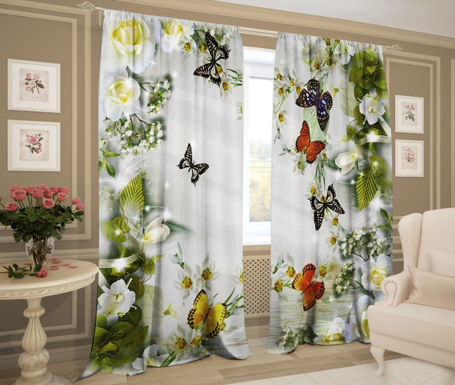 Тюль с бабочками