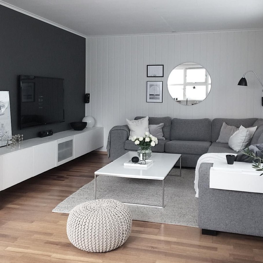 Гостиная в бело серых тонах