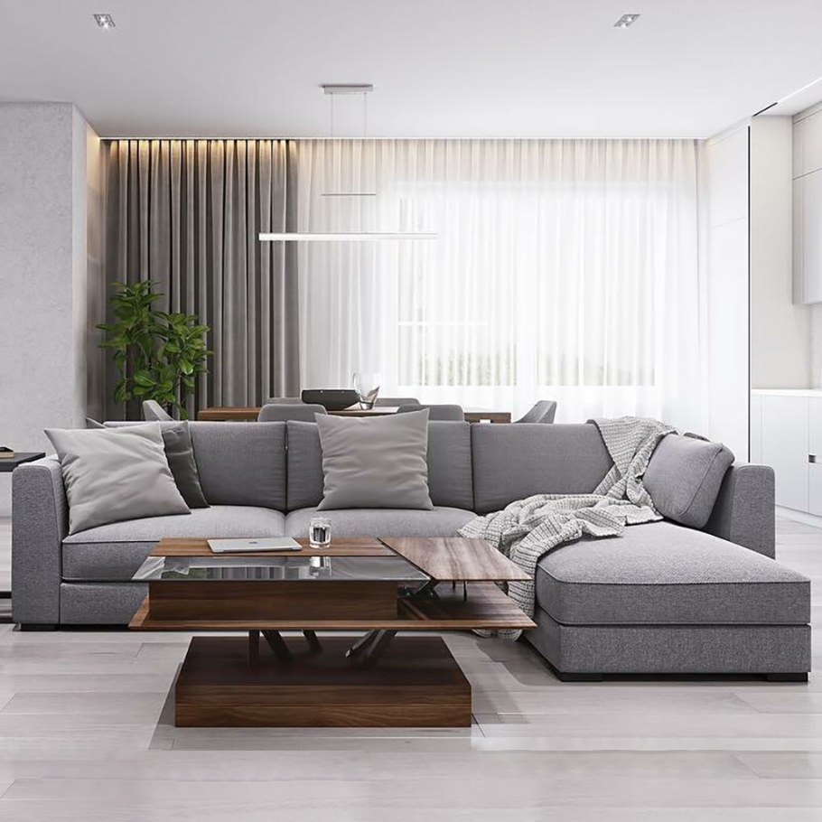 Серая гостиная в современном стиле