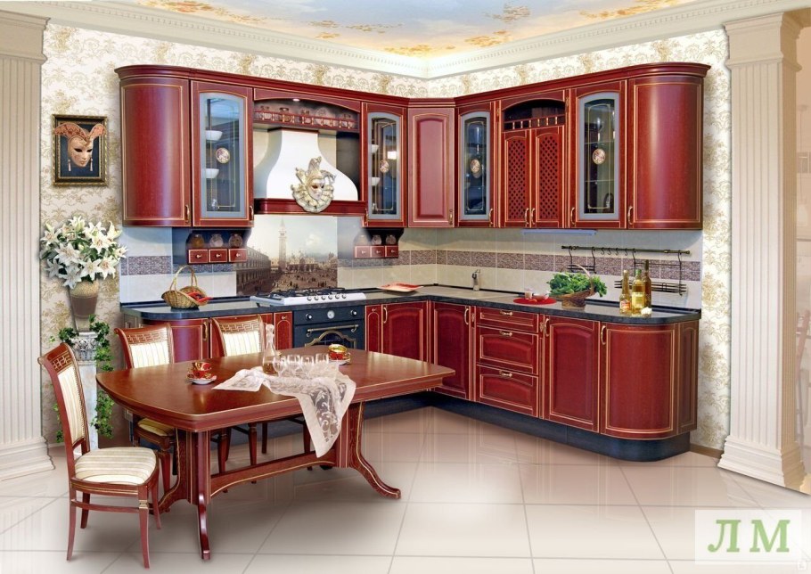 Кухонный мебель бордовый